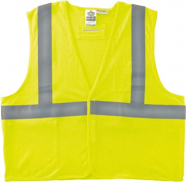 Ergodyne - Size L/XL Flame Resistant/Retardant Lime Mesh General Purpose Vest - 44 to 52" Chest, ANSI/ISEA 107, Hook & Loop Closure, 2 Pockets, Polyester - Exact Tooling