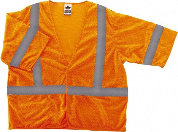 Ergodyne - Size L/XL High Visibility Orange Mesh General Purpose Vest - 44 to 52" Chest, ANSI/ISEA 107, Hook & Loop Closure, 1 Pocket, Polyester - Exact Tooling
