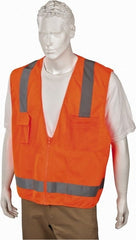 Ergodyne - Size L/XL High Visibility Orange Mesh/Solid Surveyor's Vest - 44 to 52" Chest, ANSI/ISEA 107, Zipper Closure, 4 Pockets, Polyester - Exact Tooling