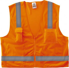 Ergodyne - Size 4X/5XL High Visibility Orange Mesh/Solid Surveyor's Vest - 58 to 64" Chest, ANSI/ISEA 107, Zipper Closure, 4 Pockets, Polyester - Exact Tooling