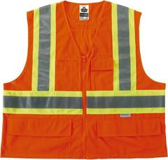 Ergodyne - Size L/XL High Visibility Orange Mesh General Purpose Vest - 44 to 52" Chest, Zipper Closure, Polyester - Exact Tooling