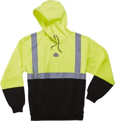 Ergodyne - Size M Cold Weather & High Visibility Sweatshirt - Lime, Polyester, Pullover Closure - Exact Tooling