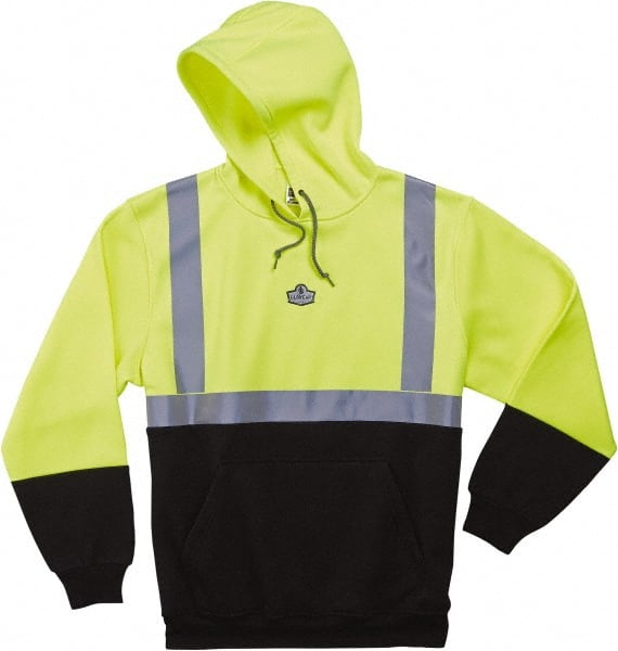 Ergodyne - Size 5XL Cold Weather & High Visibility Sweatshirt - Lime, Polyester, Pullover Closure - Exact Tooling
