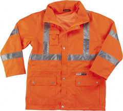 Ergodyne - Size 3XL High Visibility Jacket - Orange, Polyester, Zipper, Snaps Closure - Exact Tooling
