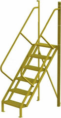 TRI-ARC - 102" 6 Step Configurable Crossover Ladder - 50° Incline, 1,000 Lb Capacity, 60" Platform Height, 30" Base Width x 52-1/2" Base Depth, Perforated Tread - Exact Tooling
