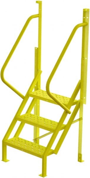 TRI-ARC - 72" 3 Step Configurable Crossover Ladder - 50° Incline, 1,000 Lb Capacity, 30" Platform Height, 30" Base Width x 27" Base Depth, Perforated Tread - Exact Tooling
