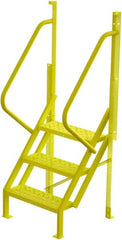 TRI-ARC - 72" 3 Step Configurable Crossover Ladder - 50° Incline, 1,000 Lb Capacity, 30" Platform Height, 30" Base Width x 27" Base Depth, Perforated Tread - Exact Tooling