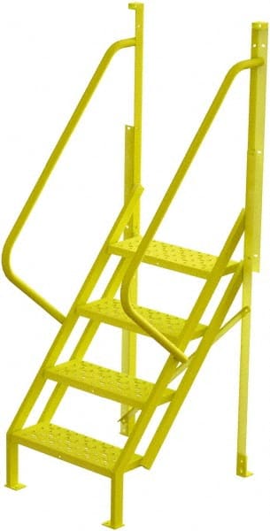 TRI-ARC - 82" 4 Step Configurable Crossover Ladder - 50° Incline, 1,000 Lb Capacity, 40" Platform Height, 30" Base Width x 35-1/2" Base Depth, Perforated Tread - Exact Tooling