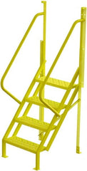 TRI-ARC - 82" 4 Step Configurable Crossover Ladder - 50° Incline, 1,000 Lb Capacity, 40" Platform Height, 30" Base Width x 35-1/2" Base Depth, Perforated Tread - Exact Tooling