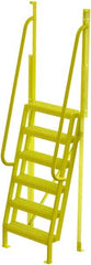 TRI-ARC - 102" 6 Step Configurable Crossover Ladder - 75° Incline, 1,000 Lb Capacity, 60" Platform Height, 30" Base Width x 25-1/2" Base Depth, Serrated - Exact Tooling