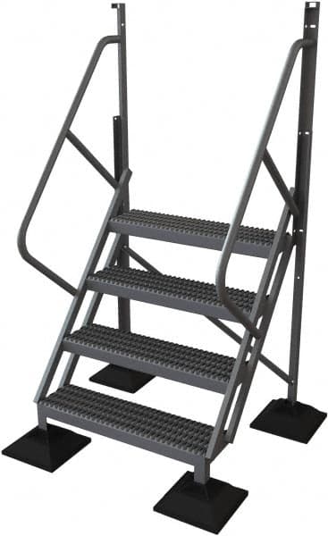TRI-ARC - 82" 4 Step Configurable Rooftop Ladder - 50° Incline, 500 Lb Capacity, 40" Platform Height, 52-3/4" Base Width x 40" Base Depth, Serrated - Exact Tooling