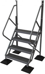 TRI-ARC - 82" 4 Step Configurable Rooftop Ladder - 50° Incline, 500 Lb Capacity, 40" Platform Height, 52-3/4" Base Width x 40" Base Depth, Serrated - Exact Tooling