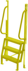 TRI-ARC - 72" 3 Step Configurable Crossover Ladder - 75° Incline, 1,000 Lb Capacity, 30" Platform Height, 30" Base Width x 18" Base Depth, Serrated - Exact Tooling
