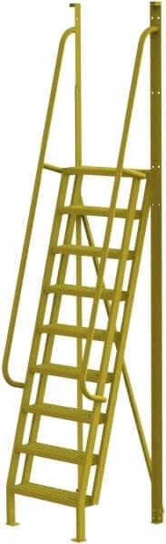 TRI-ARC - 132" 9 Step Configurable Crossover Ladder - 75° Incline, 1,000 Lb Capacity, 90" Platform Height, 30" Base Width x 33" Base Depth, Perforated Tread - Exact Tooling