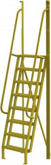 TRI-ARC - 122" 8 Step Configurable Crossover Ladder - 75° Incline, 1,000 Lb Capacity, 80" Platform Height, 30" Base Width x 30-1/2" Base Depth, Perforated Tread - Exact Tooling