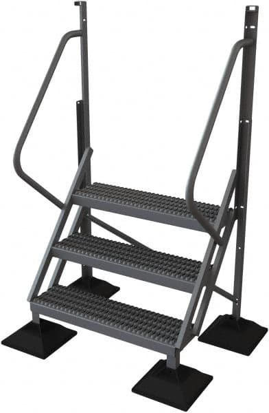 TRI-ARC - 72" 3 Step Configurable Rooftop Ladder - 50° Incline, 500 Lb Capacity, 30" Platform Height, 52-3/4" Base Width x 30" Base Depth, Serrated - Exact Tooling