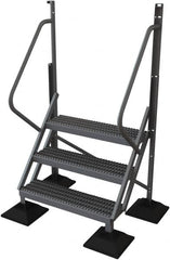 TRI-ARC - 72" 3 Step Configurable Rooftop Ladder - 50° Incline, 500 Lb Capacity, 30" Platform Height, 52-3/4" Base Width x 30" Base Depth, Serrated - Exact Tooling
