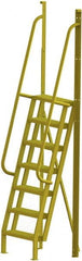 TRI-ARC - 112" 7 Step Configurable Crossover Ladder - 75° Incline, 1,000 Lb Capacity, 70" Platform Height, 30" Base Width x 28" Base Depth, Perforated Tread - Exact Tooling