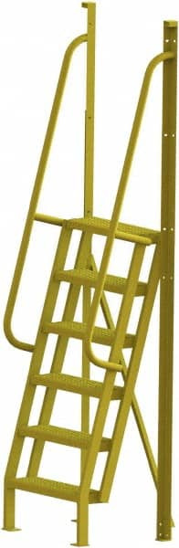 TRI-ARC - 102" 6 Step Configurable Crossover Ladder - 75° Incline, 1,000 Lb Capacity, 60" Platform Height, 30" Base Width x 25-1/2" Base Depth, Perforated Tread - Exact Tooling