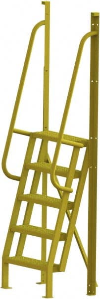 TRI-ARC - 92" 5 Step Configurable Crossover Ladder - 75° Incline, 1,000 Lb Capacity, 50" Platform Height, 30" Base Width x 23" Base Depth, Perforated Tread - Exact Tooling