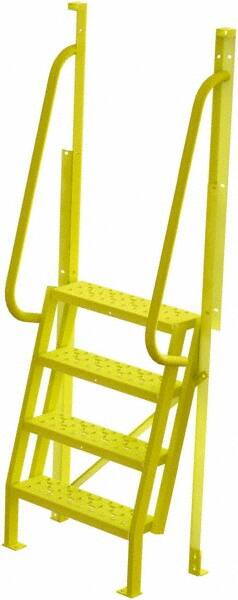 TRI-ARC - 82" 4 Step Configurable Crossover Ladder - 75° Incline, 1,000 Lb Capacity, 40" Platform Height, 30" Base Width x 20-1/2" Base Depth, Perforated Tread - Exact Tooling