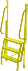 TRI-ARC - 72" 3 Step Configurable Crossover Ladder - 75° Incline, 1,000 Lb Capacity, 30" Platform Height, 30" Base Width x 18" Base Depth, Perforated Tread - Exact Tooling