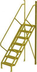 TRI-ARC - 112" 7 Step Configurable Crossover Ladder - 50° Incline, 1,000 Lb Capacity, 70" Platform Height, 30" Base Width x 61" Base Depth, Serrated - Exact Tooling