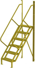 TRI-ARC - 102" 6 Step Configurable Crossover Ladder - 50° Incline, 1,000 Lb Capacity, 60" Platform Height, 30" Base Width x 52-1/2" Base Depth, Serrated - Exact Tooling