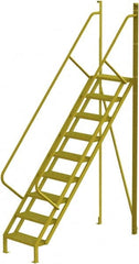 TRI-ARC - 132" 9 Step Configurable Crossover Ladder - 50° Incline, 1,000 Lb Capacity, 90" Platform Height, 30" Base Width x 78" Base Depth, Perforated Tread - Exact Tooling