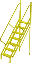 TRI-ARC - 112" 7 Step Configurable Crossover Ladder - 50° Incline, 1,000 Lb Capacity, 70" Platform Height, 30" Base Width x 61" Base Depth, Perforated Tread - Exact Tooling