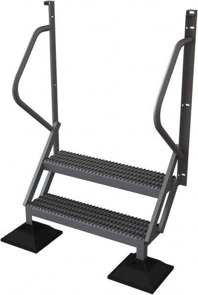 TRI-ARC - 62" 2 Step Configurable Rooftop Ladder - 50° Incline, 500 Lb Capacity, 20" Platform Height, 46-1/4" Base Width x 20" Base Depth, Serrated - Exact Tooling
