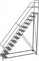 TRI-ARC - 166" 13 Step Configurable Rolling Ladder - 50° Incline, 450 Lb Capacity, 130" Platform Height, 39" Base Width x 97" Base Depth, Perforated Tread - Exact Tooling