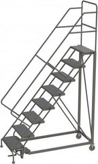 TRI-ARC - 116" 8 Step Configurable Rolling Ladder - 56° Incline, 450 Lb Capacity, 80" Platform Height, 35" Base Width x 64" Base Depth, Perforated Tread - Exact Tooling
