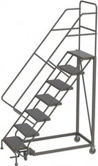 TRI-ARC - 106" 7 Step Configurable Rolling Ladder - 56° Incline, 450 Lb Capacity, 70" Platform Height, 35" Base Width x 56" Base Depth, Perforated Tread - Exact Tooling