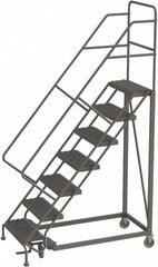 TRI-ARC - 106" 7 Step Configurable Rolling Ladder - 50° Incline, 450 Lb Capacity, 70" Platform Height, 35" Base Width x 56" Base Depth, Serrated - Exact Tooling