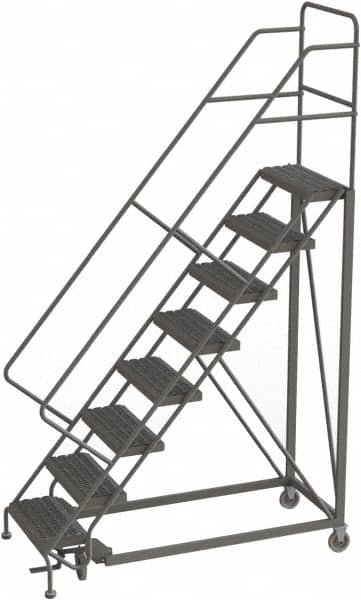 TRI-ARC - 116" 8 Step Configurable Rolling Ladder - 56° Incline, 450 Lb Capacity, 80" Platform Height, 35" Base Width x 64" Base Depth, Serrated - Exact Tooling