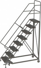 TRI-ARC - 116" 8 Step Configurable Rolling Ladder - 56° Incline, 450 Lb Capacity, 80" Platform Height, 35" Base Width x 64" Base Depth, Serrated - Exact Tooling