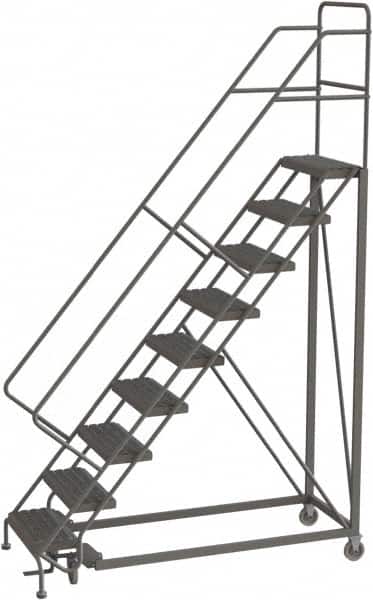 TRI-ARC - 126" 9 Step Configurable Rolling Ladder - 56° Incline, 450 Lb Capacity, 90" Platform Height, 35" Base Width x 71" Base Depth, Serrated - Exact Tooling