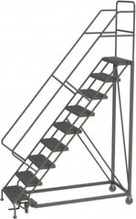 TRI-ARC - 126" 9 Step Configurable Rolling Ladder - 50° Incline, 450 Lb Capacity, 90" Platform Height, 35" Base Width x 71" Base Depth, Serrated - Exact Tooling