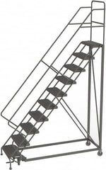 TRI-ARC - 136" 10 Step Configurable Rolling Ladder - 50° Incline, 450 Lb Capacity, 100" Platform Height, 35" Base Width x 76" Base Depth, Serrated - Exact Tooling