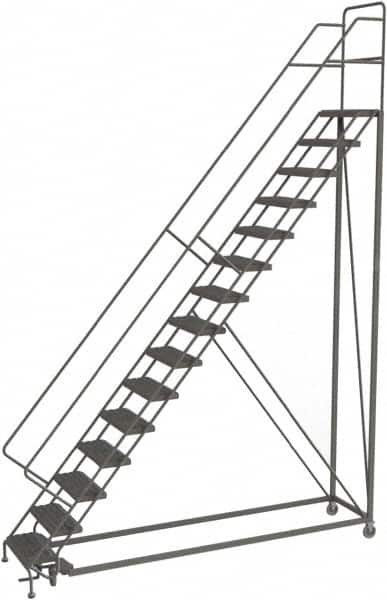 TRI-ARC - 186" 15 Step Configurable Rolling Ladder - 50° Incline, 450 Lb Capacity, 150" Platform Height, 39" Base Width x 111" Base Depth, Serrated - Exact Tooling