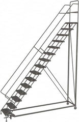 TRI-ARC - 186" 15 Step Configurable Rolling Ladder - 50° Incline, 450 Lb Capacity, 150" Platform Height, 39" Base Width x 111" Base Depth, Serrated - Exact Tooling