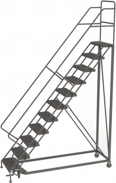 TRI-ARC - 146" 11 Step Configurable Rolling Ladder - 56° Incline, 450 Lb Capacity, 110" Platform Height, 35" Base Width x 84" Base Depth, Serrated - Exact Tooling