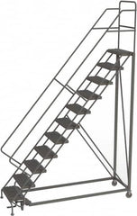 TRI-ARC - 146" 11 Step Configurable Rolling Ladder - 50° Incline, 450 Lb Capacity, 110" Platform Height, 35" Base Width x 84" Base Depth, Serrated - Exact Tooling
