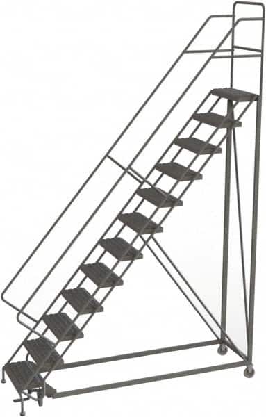 TRI-ARC - 156" 12 Step Configurable Rolling Ladder - 56° Incline, 450 Lb Capacity, 120" Platform Height, 35" Base Width x 90" Base Depth, Serrated - Exact Tooling