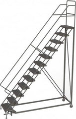 TRI-ARC - 156" 12 Step Configurable Rolling Ladder - 56° Incline, 450 Lb Capacity, 120" Platform Height, 35" Base Width x 90" Base Depth, Serrated - Exact Tooling