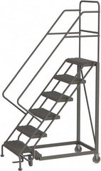 TRI-ARC - 96" 6 Step Configurable Rolling Ladder - 50° Incline, 450 Lb Capacity, 60" Platform Height, 35" Base Width x 50" Base Depth, Serrated - Exact Tooling