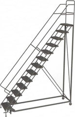 TRI-ARC - 166" 13 Step Configurable Rolling Ladder - 50° Incline, 450 Lb Capacity, 130" Platform Height, 39" Base Width x 97" Base Depth, Serrated - Exact Tooling