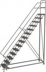 TRI-ARC - 176" 14 Step Configurable Rolling Ladder - 56° Incline, 450 Lb Capacity, 140" Platform Height, 39" Base Width x 104" Base Depth, Serrated - Exact Tooling