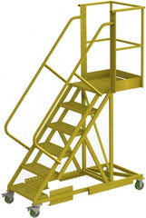 TRI-ARC - 102" 6 Step Configurable Cantilever Ladder - Supported, 300 Lb Capacity, 60" Platform Height, 30" Base Width x 72" Base Depth, Perforated Tread - Exact Tooling